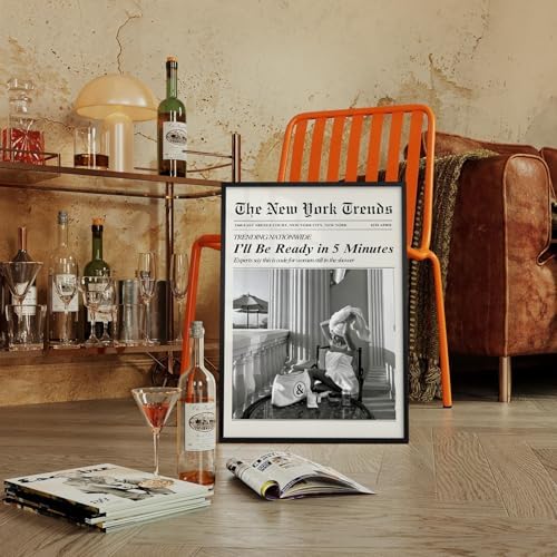 Trendy Newspaper Wall Art 12x18in Black Framed Vintage Black and White - Image 6