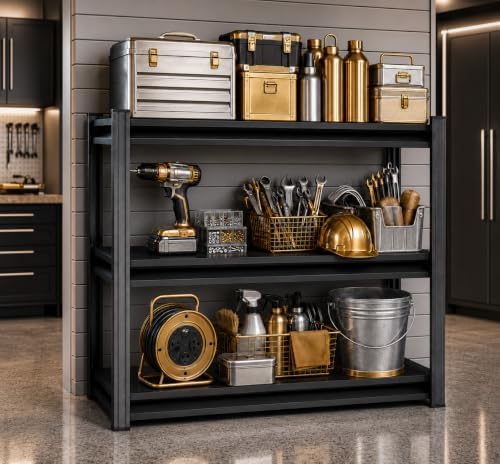 Garage Shelving, 1800 LBS Heavy Duty Metal Storage Shelves, 3-Tier Adjustable - Image 2