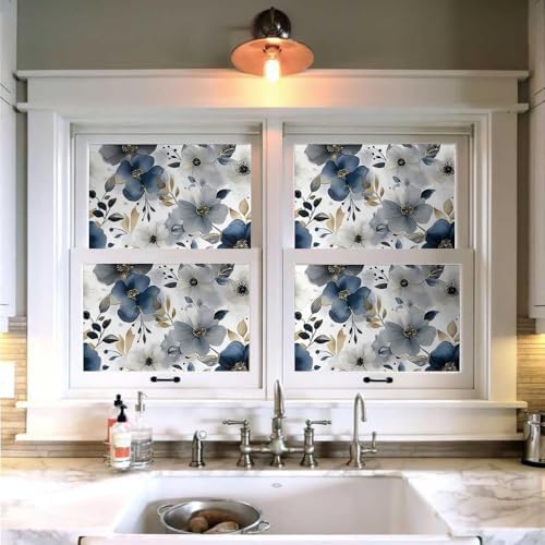 Ink Navy Grey Modern Peony Floral Peel and Stick Wallpaper Wall Decor Self - Image 4
