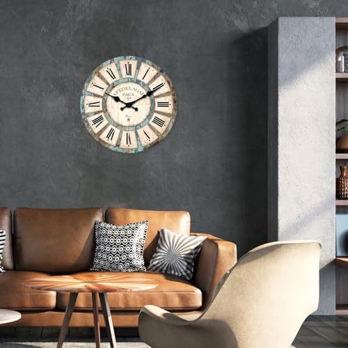 Farmhouse Wood Silent Wall Clocks Battery Operated 20 Inch - Image 5