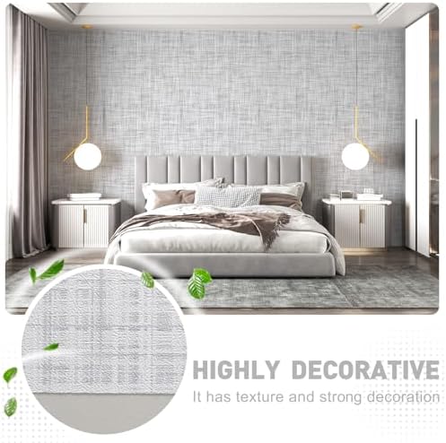 Gray Grasscloth Wallpaper Peel and Stick Wallpaper Texture Contact Paper - Image 5