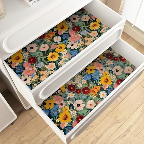 BOKEBEVE Floral Wallpaper Peel and Stick Boho Green Yellow 17.5 x 118In - Image 5