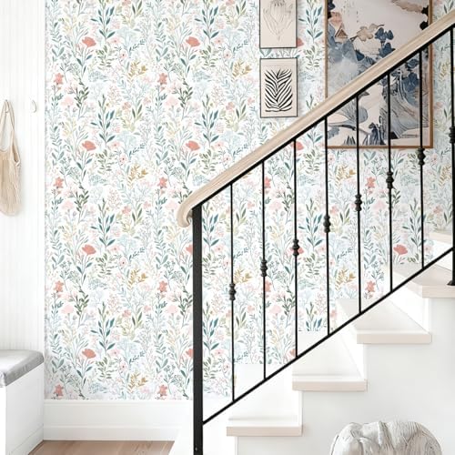 Froluya Wildflower Peel and Stick Wallpaper Pink Boho Floral Contact Paper - Image 2