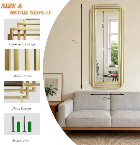 55"x22" Large Rectangle Decorative Mirror - Image 2