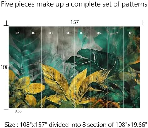 Tropical Element Leaf Background Mural Peel and stick-108"x157" - Image 4
