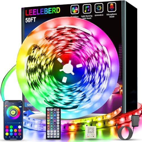 Leeleberd 50ft Led Strip Lights, Music Sync Color Changing Led Light Strips by Leeleberd