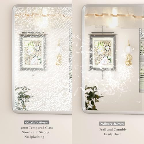 40x36 Inch Silver Bathroom Mirror - Image 4