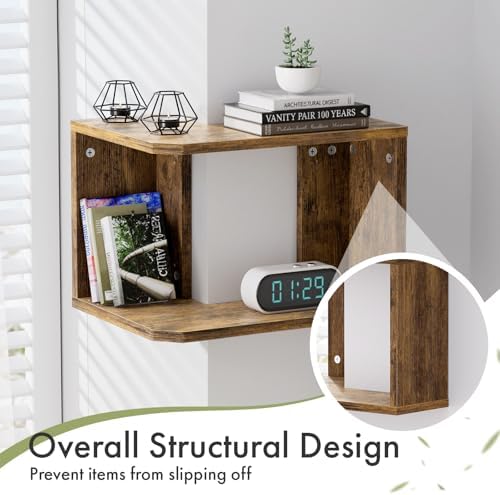 Floating Corner Shelf, 2-Tier Floating Shelf - Image 3