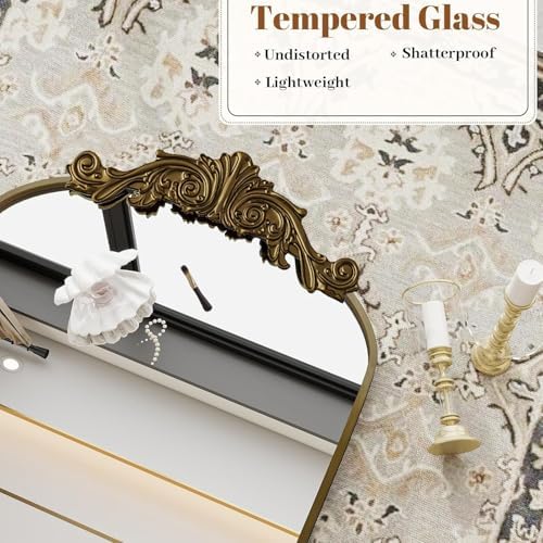 Dewfig Vintage Arched Wall Mirror - Image 3