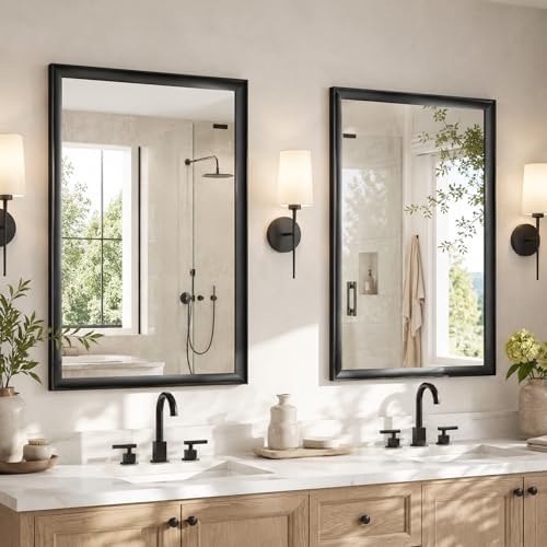 USHOWER 2 Pack 24x36 Inch Black Bathroom Mirrors by USHOWER