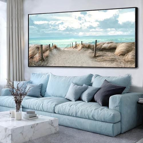 Ocean Wall Art Landscape Wall Decor Modern Canvas Prints 32"x70" Large Artwork - Image 2