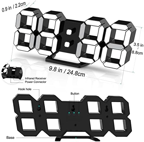 Deeyaple Led Digital Alarm Clock 3D Small Wall Clock Snooze Dimmable Time - Image 6