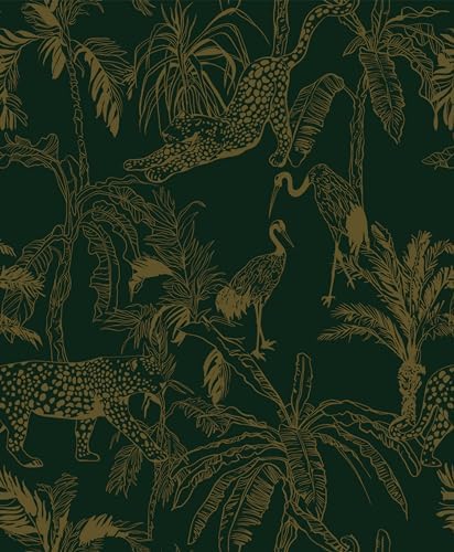 Heroad Dark Green Peel and Stick Wallpaper Boho Contact Paper 17.3"x393" Jungle by HeroadBrand