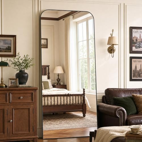 Arched Floor Standing Mirror 71"x26"Black - Image 2
