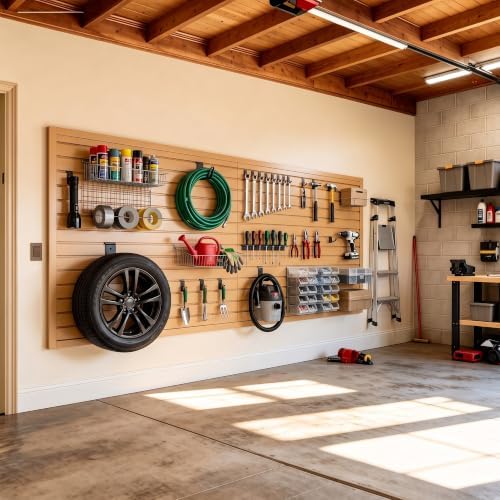Slat Wall Paneling 4x8 ft Garage Organizer Storage Systems, Heavy Duty PVC - Image 7
