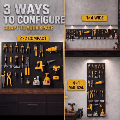 Pegboard Organizer Kit, 4 Pack 12 x 16 in Metal Panels - Image 4