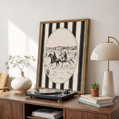 Western Cowboy Drawing Wall Art Black and white Cowboy Stripe Wall Decor - Image 5