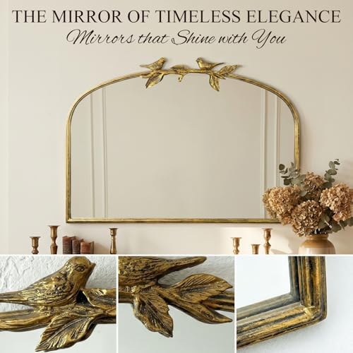 Gold Baroque Vintage Mirror for Vanity 25x36Inch Gold Antique - Image 4
