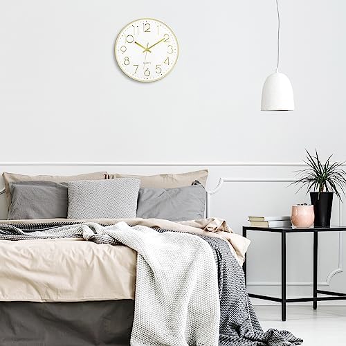 Lumuasky Gold Wall Clock 12 Inch Silent Non-Ticking Battery Operated Round - Image 6