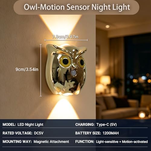 Sensor Motion Night Light: Cute Rechargeable Owl Lamp - Image 2