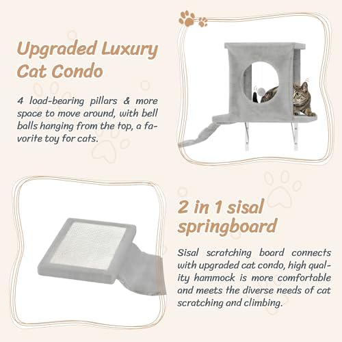 7-in-1 Wall Mounted Cat Climber Set, Cat Furniture Set - Image 4