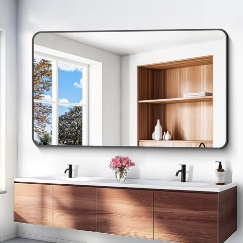 BONEWEI 60x36 inch Large Bathroom Mirror, Wall Mounted Bathroom Frame Vanity - Image 2