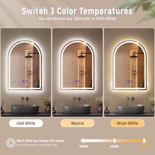Bathroom Smart Mirrors with LED Lights, Anti-Fog Bathroom Mirror Backlit + - Image 3