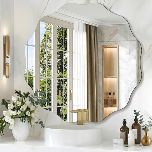CILIBER Wavy Mirror for Wall, 3mm Tempered Glass Decorative Bathroom Vanity - Image 6