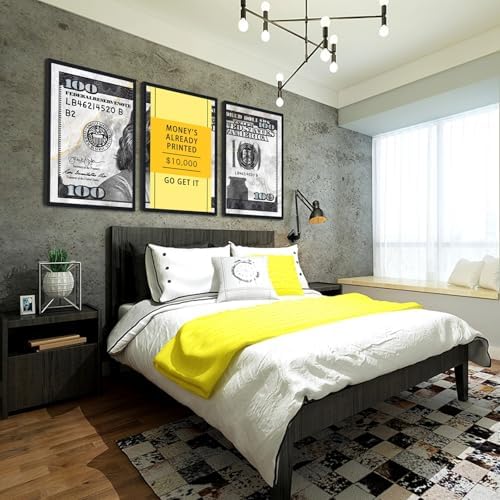 Black Framed Canvas Wall Art Benjamin Franklin 100 Dollar Money's Already - Image 3