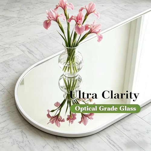 14" x 48" Arched Full Length Mirror White Frame Over Door & Wall Mounted - Image 3