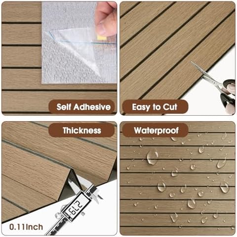 3D Peel and Stick Wall Panels PVC Grille Slat 197"x15.8" Self-Adhesive Wall - Image 2