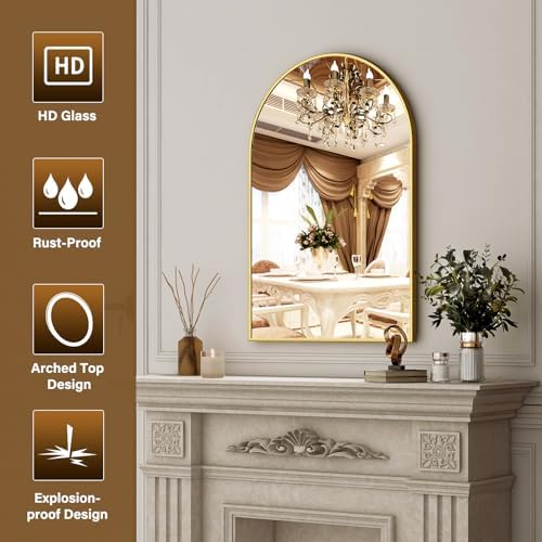 XRAMFY 26"x38" Arched Wall Mirror - Image 4