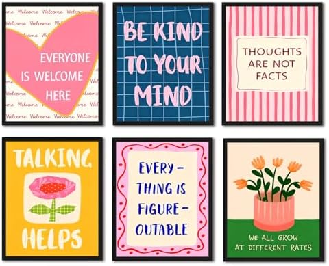 Trendy Inspirational Quotes Poster Set of 6, Mental Health Counseling Wall Art by ZYANGZYWallArt