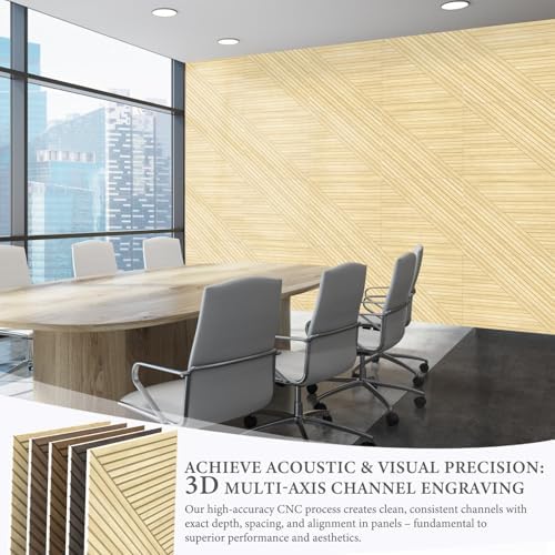 JBER Wood-Pattern Acoustic Panels 23.6" x 23.6", 6 Pack - Image 6