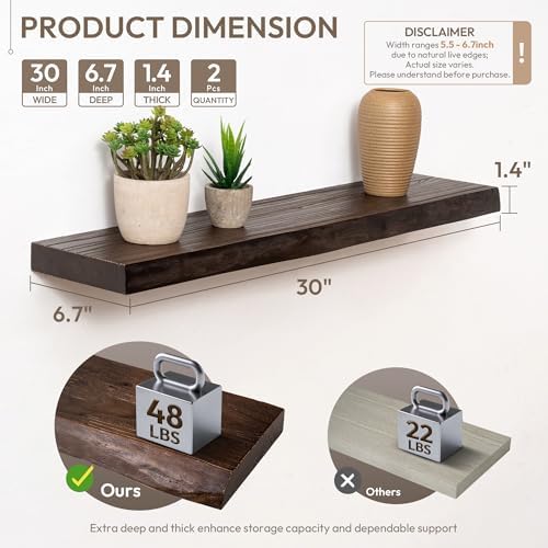 Marsmiles 30in Wood Floating Shelves - Image 3