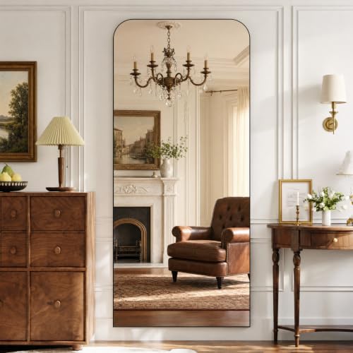 Arched Floor Standing Mirror 71"x26"Black - Image 4