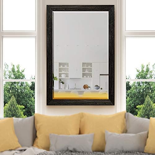 Renditions Gallery Rectangular Vintage Black Wood Framed Body Mirror Verticle - Image 4