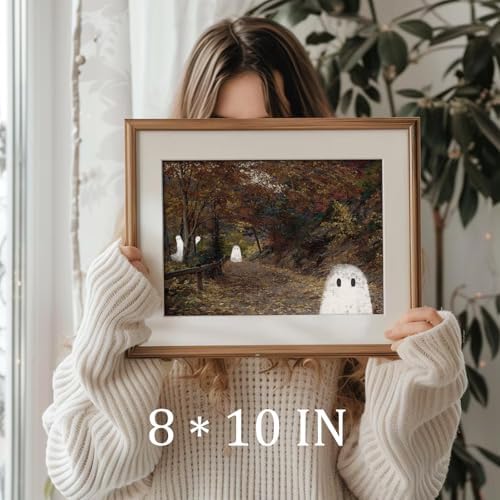 uniro Vintage Halloween Ghots Canvas Wall Art Cute Ghost in Field Pictures Wall - Image 3