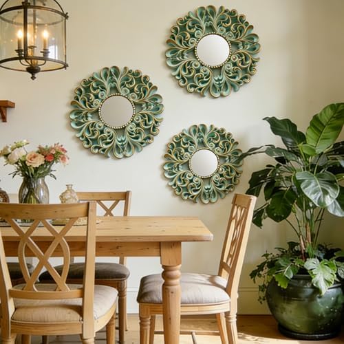 DXYAKY 3 Pack Floral Ornate Decorative Wall Mirror - Image 4