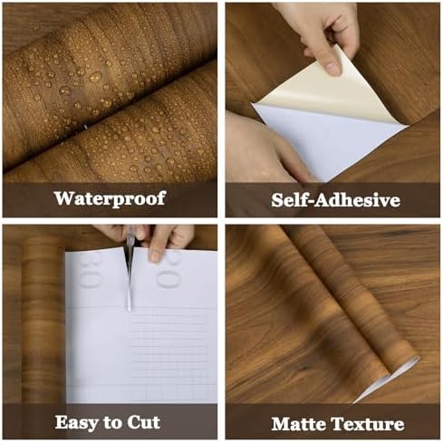 COSNIGHT Wood Grain Contact Paper, Vintage Peel and Stick Wallpaper - Image 2