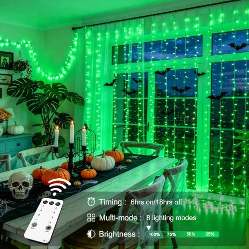 JMEXSUSS 300 LED Green Curtain Lights - Image 2