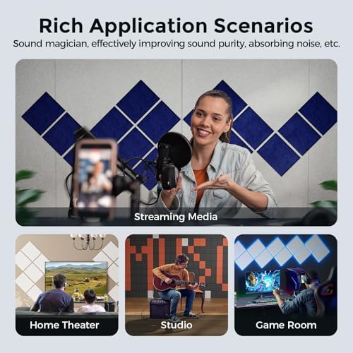 12 Pack Self-Adhesive Acoustic Panels, 2nd Generation Sound Absorbing Panel - Image 6