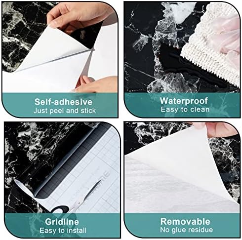 Arthome 47"x122" Silver Black Marble Contact Paper, Self Adhesive Wallpaper - Image 5