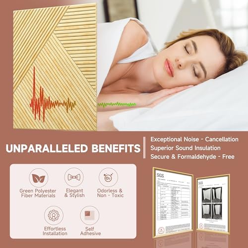 TO-TH Acoustic Panels Peel and Stick Sound Proof Panel 6Pack, Natural Oak - Image 4