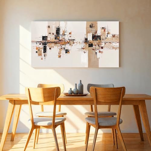 YISXINOAG Beige Abstract Wall Art Industrial Geometric Painting 20"X40" - Image 4