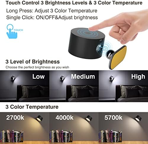 AKSDA Battery Operated Wall Sconce, LED Reading Light, 360-Degree Rotation - Image 4