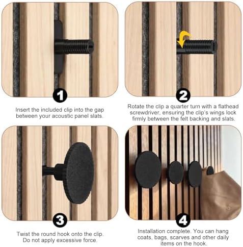 Fumete 5 Pack Black Acoustic Panel Wall Hooks Holder No-Drill Groove Walls - Image 6