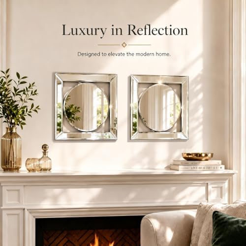 Square Decorative Wall Mirror 12 x 12 Inch, Modern Wall Mounted Accent Mirror - Image 2