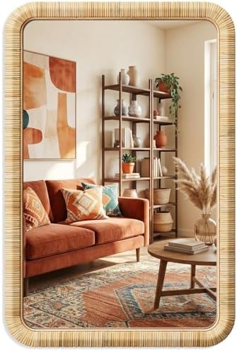 Barnyard Designs Rattan Wall Mirror Natural Honey by BarnyardDesigns