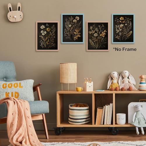 TLESKE Vintage Black Botanical Floral Posters Prints Unframed 12x16 Set of 4 - Image 5